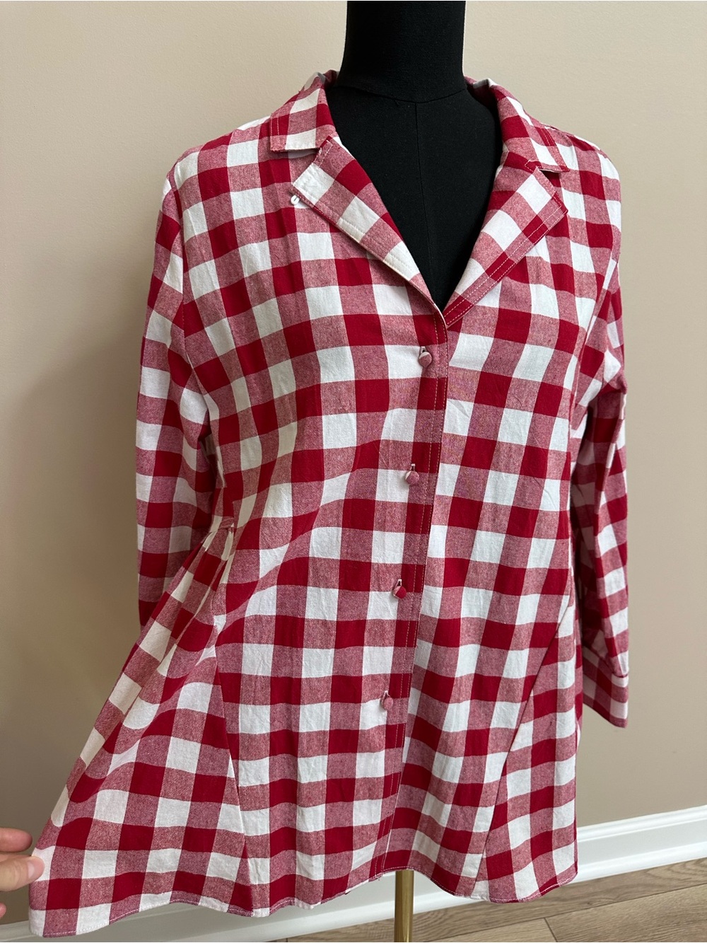 POMANDER PLACE Top Womens
Medium Red White Plaid Picnic Check
Gingham Blouse
